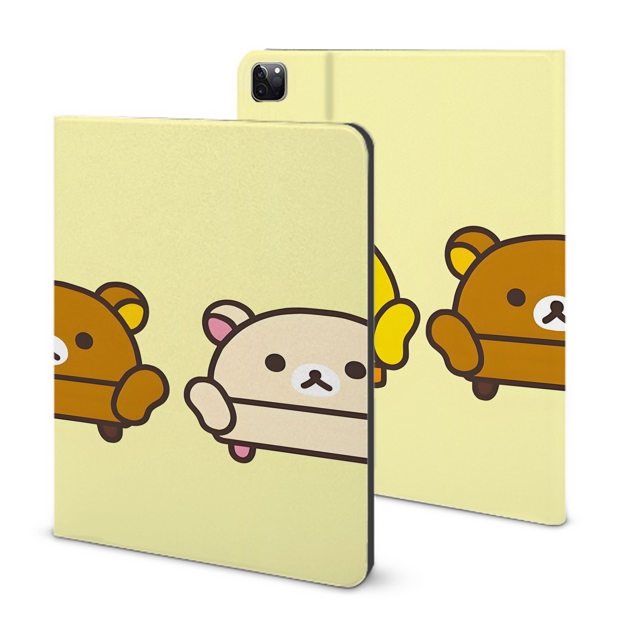 （画像用） リラックマ リラックマ キイロイトリ Rilakkuma Korilakkuma Kiiroitori IPad ケース ブック型 PUレザー TPU 耐衝撃 軽量 薄型 ペン収納なし 全面保護 IPad 各モデル対応